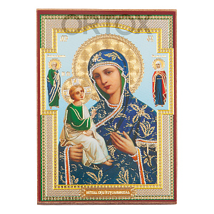 Икона Божией Матери "Иерусалимская", МДФ, 6х9 см (бумага, УФ-лак)