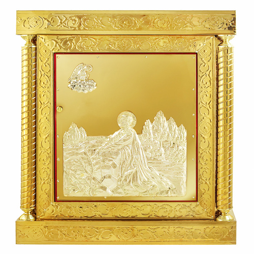 Жертвенник "Золотые своды" с иконой "Моление о чаше" чеканка, высота 100 см фото 5