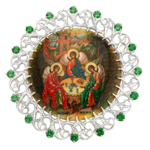 Накладка на митру "Троица" из ювелирного сплава в серебрении, с фианитами, №7 фото 2