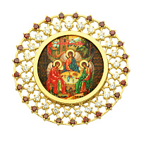 Накладка на митру "Троица" из ювелирного сплава в позолоте, с фианитами, №17