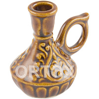 Подсвечник настольный керамический "Узор", коричневый, с ручкой, высота 5,5 см
