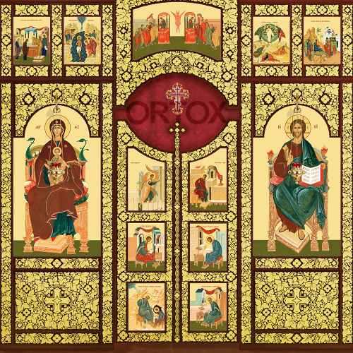 Иконостас "Суздальский" четырехъярусный, цвет "кипарис с золотом", 608х637х25,4 см фото 5