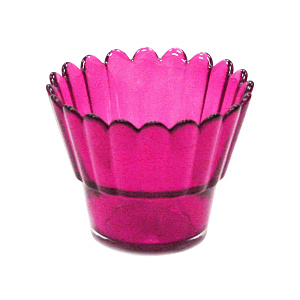 Стаканчик для лампады стеклянный рифленый розовый, высота 6,5 см (8,5х6,5 см)