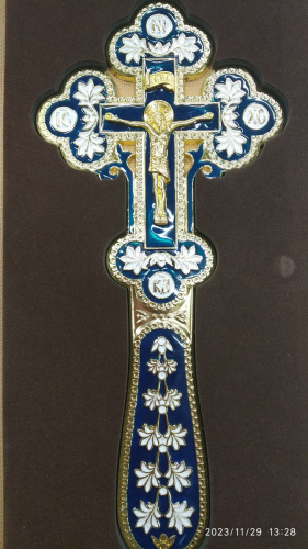 Крест требный латунный, эмаль, 10х23 см, У-0952 фото 2