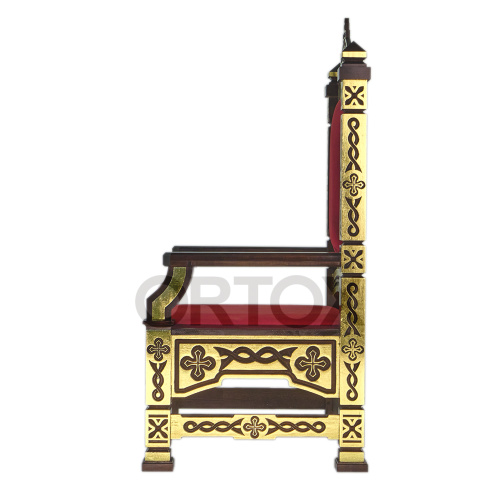 Архиерейский трон "Вятский" резной, темный с золотом, 78х72х150 см фото 3