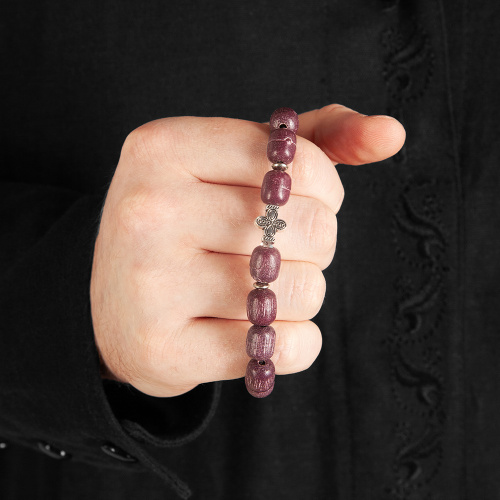 Браслет-четки из ладанного дерева, фиолетовый фото 3 Браслет-четки из ладанного дерева, фиолетовый фото 3