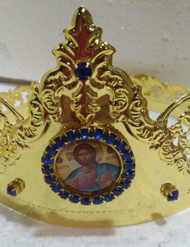 Венцы венчальные, пара, с камнями, высота 10 см, №3, У 55-0341 фото 4