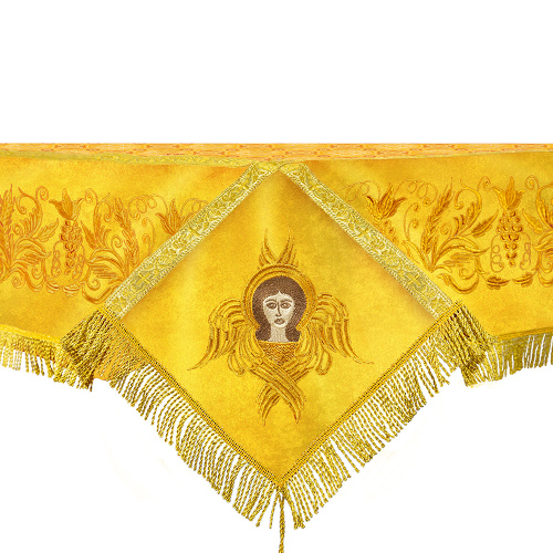 Пелена на престол комбинированная, желтая с золотом, вышивка фото 2