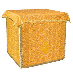 Облачение на престол желтое, церковный шелк, 100х100х100 см (бахрома)