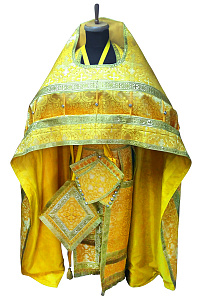Иерейское старообрядческое облачение желтое, шелк (машинная вышивка)