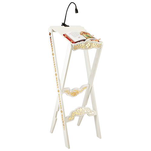 Аналой раскладной "Суздальский" белый с золотом (поталь), высота 123 см фото 5