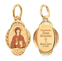 Нательная иконка-образок "Святая равноапостольная Мария Магдалина" золотая овальной формы