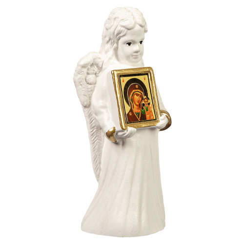 Фигурка Ангела с иконой Спасителя, гипс, ручная роспись, 4,2х10,5 см фото 5