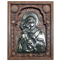 Икона Владимирской Божией Матери деревянная резная настольная, 20х25 см