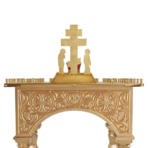 Панихидный стол на 70 свечей "Тверской" позолоченный, колонны, резьба, 70х50х96 см фото 8