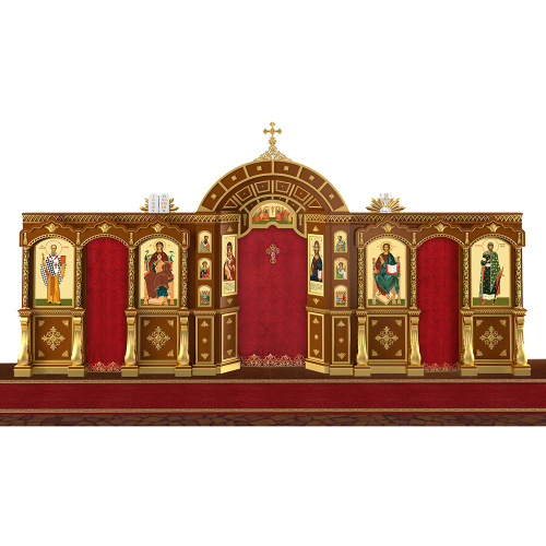 Иконостас "Рождественский" одноярусный, цвет "кипарис" с золотом (поталь), 848,5х426х53 см фото 3