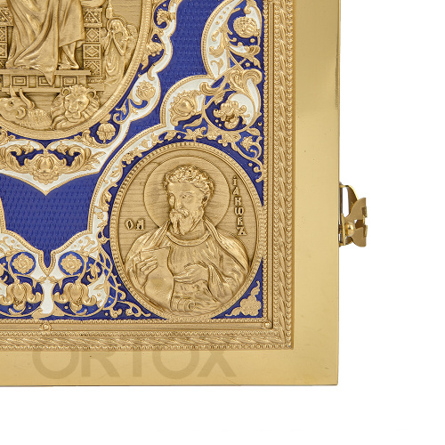 Апостол синий №2, полный оклад "под золото", эмаль, 23х30 см фото 6