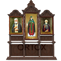 Киот "Ивановский" напольный темный резной на 3 иконы, 215х56х262 см