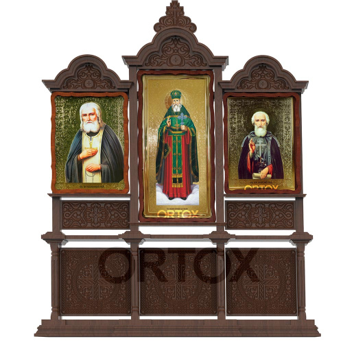 Киот напольный "Ивановский" темный, на 3 иконы, 215х56х262 см
