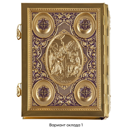 Евангелие напрестольное фиолетовое, полный оклад "под золото", 24х31 см фото 8