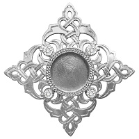 Мощевик накладной серебряный с фианитами, Ø 50/10 мм