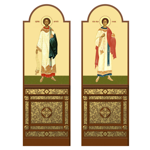 Диаконская дверь для "Романовского" иконостаса, цвет "кипарис" с золотом, 220х70х10 см фото 4