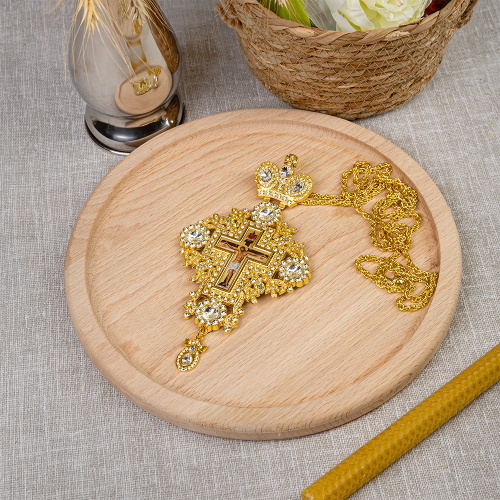 Крест наперсный с цепью, цинковый сплав, камни, 10х18,5 см фото 2 Крест наперсный с цепью, цинковый сплав, камни, 10х18,5 см фото 2