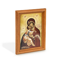 Икона Божией Матери "Владимирская" в деревянной рамке, цвет "кипарис", 12х1,5 х17 см