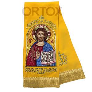 Закладки для Евангелия цветные с иконой Спасителя 160х14,5 см (желтая)