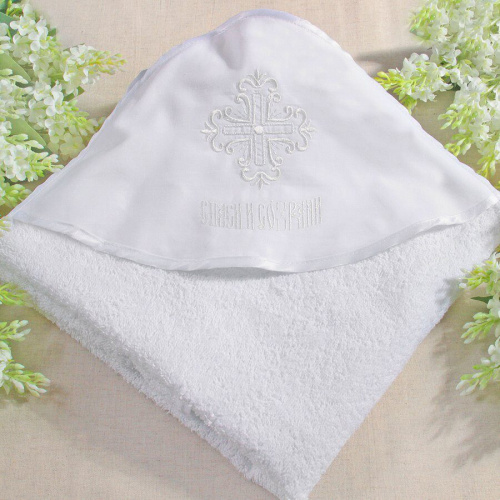 Комплект для крещения "Колокольчик" белый: рубашка и пеленка, хлопок, размер 74 фото 4