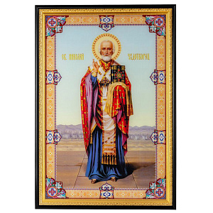Икона большая храмовая святителя Николая Чудотворца, 80х117 см, УФ-печать на стекле (80х117 см)