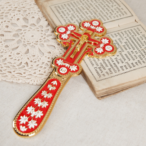 Крест требный, красная и белая эмаль, 10х22,5см фото 6