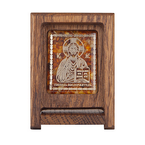 Складень деревянный с ликом "Господь Вседержитель", 8х6,3 см (смола, дуб)