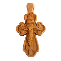 Деревянный нательный крестик «Криновидный» с распятием, цвет светлый, высота 5,5 см