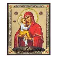 Икона Божией Матери "Почаевская", 10х12 см, бумага, УФ-лак №1