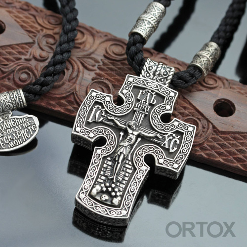 Нательный крест деревянный в серебряном окладе, 3,6х5,5 см фото 4