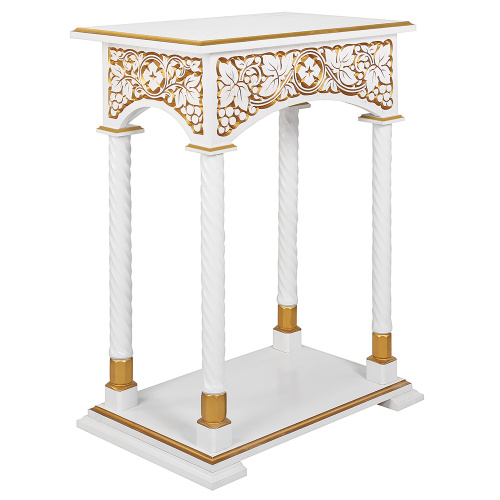 Подставка церковная "Суздальская", белая с золотом (патина), колонны, резьба фото 2