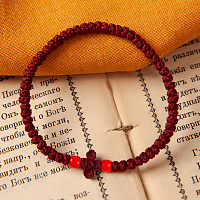 Браслет плетеный (четки-комбоскини) с пластиковыми бусинами, цвет бургундия