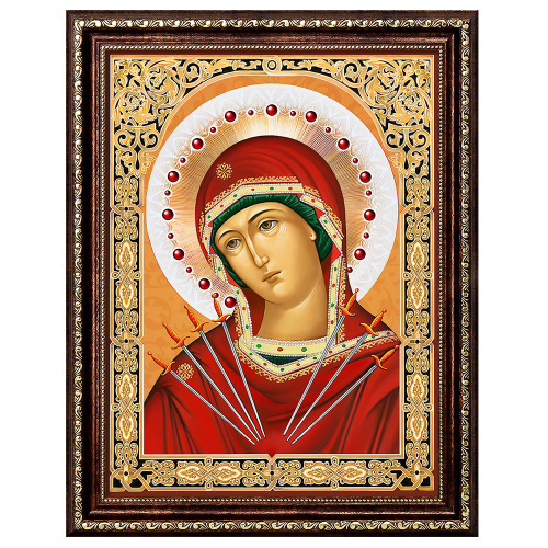 Алмазная мозаика "Икона Божией Матери "Семистрельная", 30х40 см фото 2