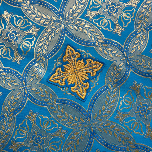 Облачение на престол голубое, церковный шелк, 100х100х100 см фото 3