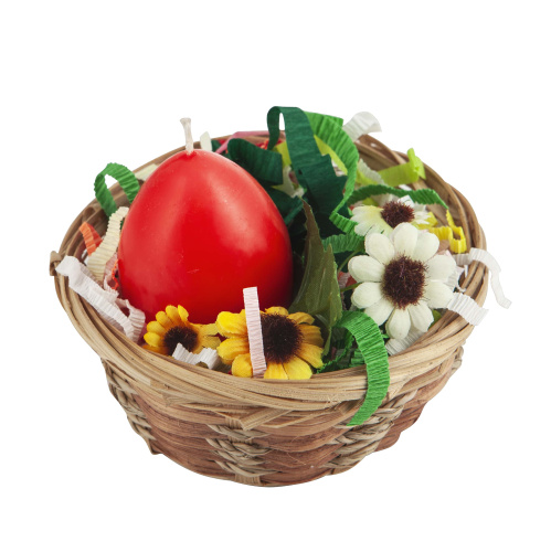 Свеча декоративная "Пасхальное яйцо" в корзине, высота 5 см фото 5