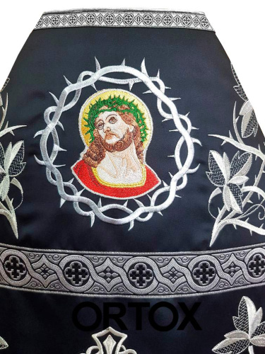 Иерейское облачение черное с иконой "Спаситель в терновом венце", шелк, вышивка фото 3