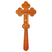 Крест требный деревянный темный резной, 12х28 см