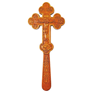 Крест требный деревянный темный резной, 12х28 см (груша)