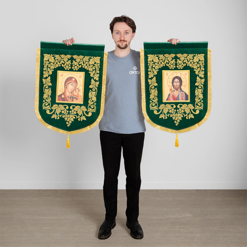 Хоругви малые вышитые зеленые, 45х65 см фото 7
