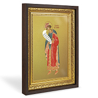 Икона пророка Соломона, царя Израильского, в широком багете, цвет "темный дуб", на холсте, с золочением