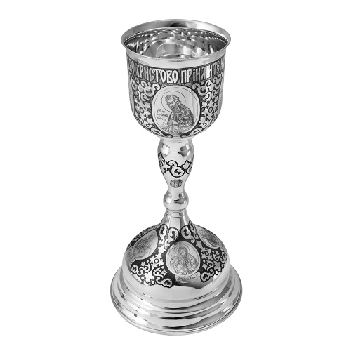 Евхаристический набор из 4 предметов №4, серебряный, ручная гравировка, оксидирование фото 4