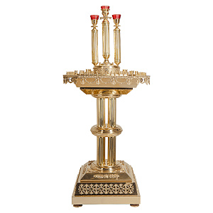 Подсвечник напольный на 100 свечей, под 3 лампады, латунь, высота 176 см (Ø 75 см)