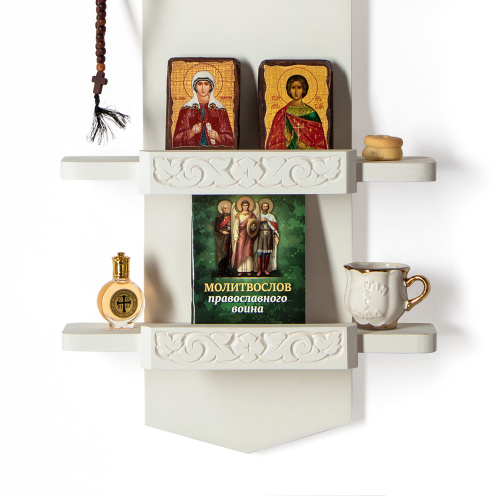 Полка для икон "Суздальская" прямая, цвет белый, 3 яруса фото 3