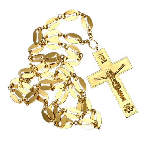 Крест наперсный протоиерейский из ювелирного сплава в позолоте с цепью, 5,5х9,5 см фото 3